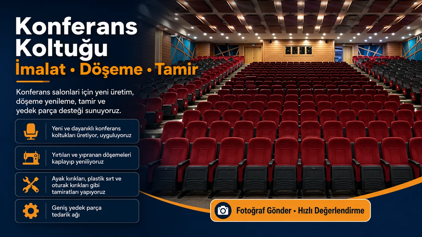 konferans koltuğu tamiri ve döşemesi