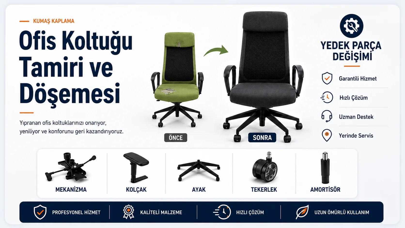 ofis koltuğu tamiri ve döşemesi