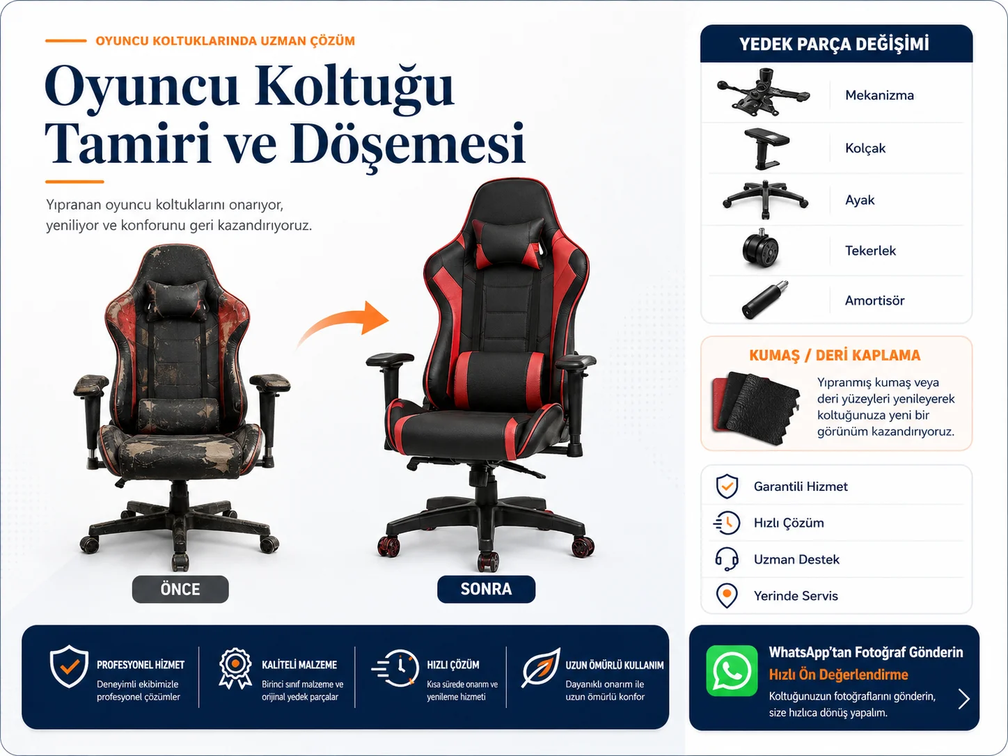 oyuncu koltuğu tamiri ve döşemesi