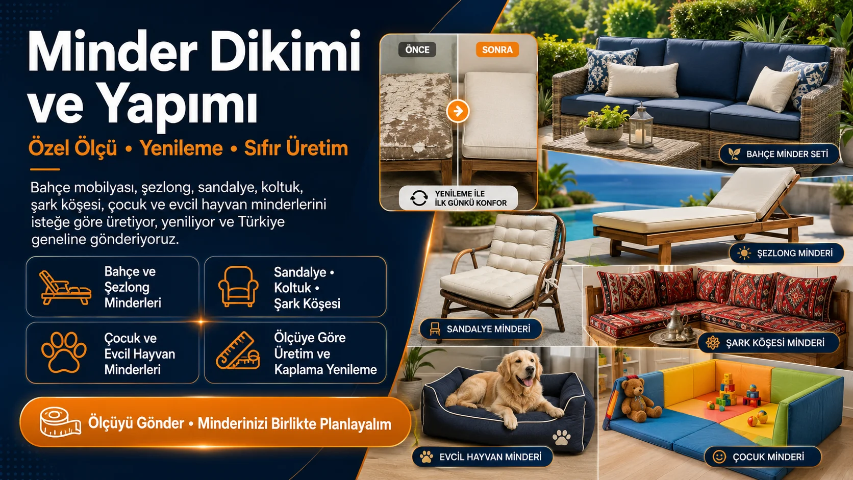 minder dikimi ve özel ölçü minder yapımı
