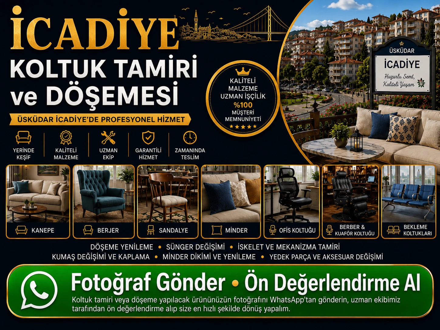 İcadiye Koltuk Tamiri ve Döşemesi