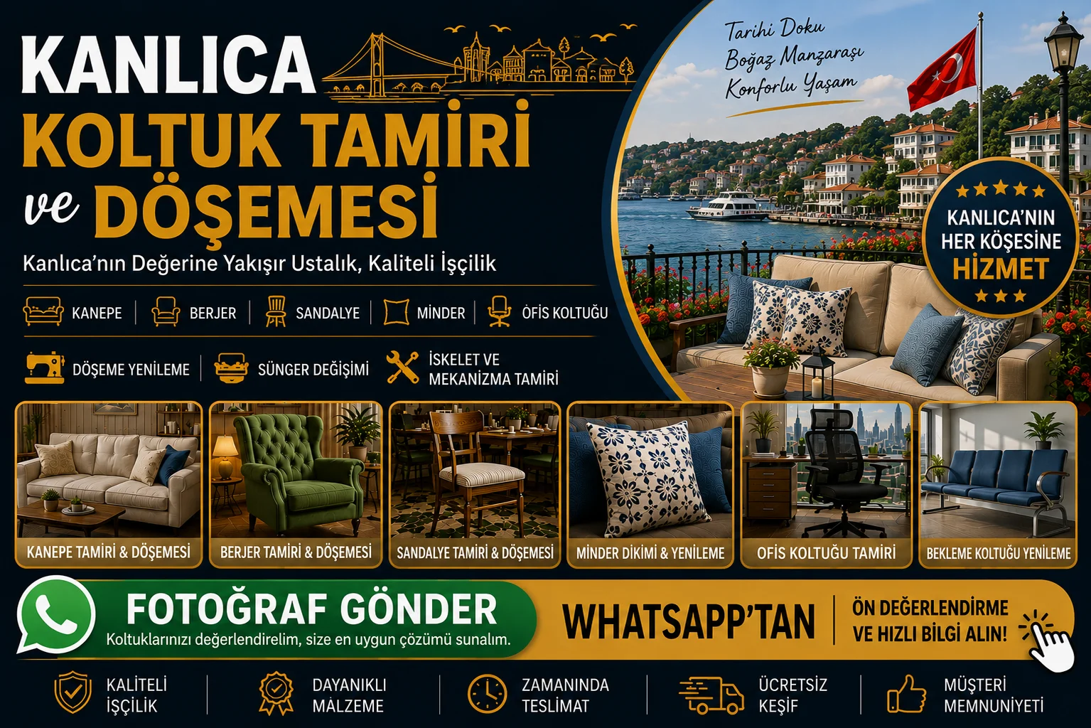 Kanlıca Koltuk Tamiri ve Döşemesi