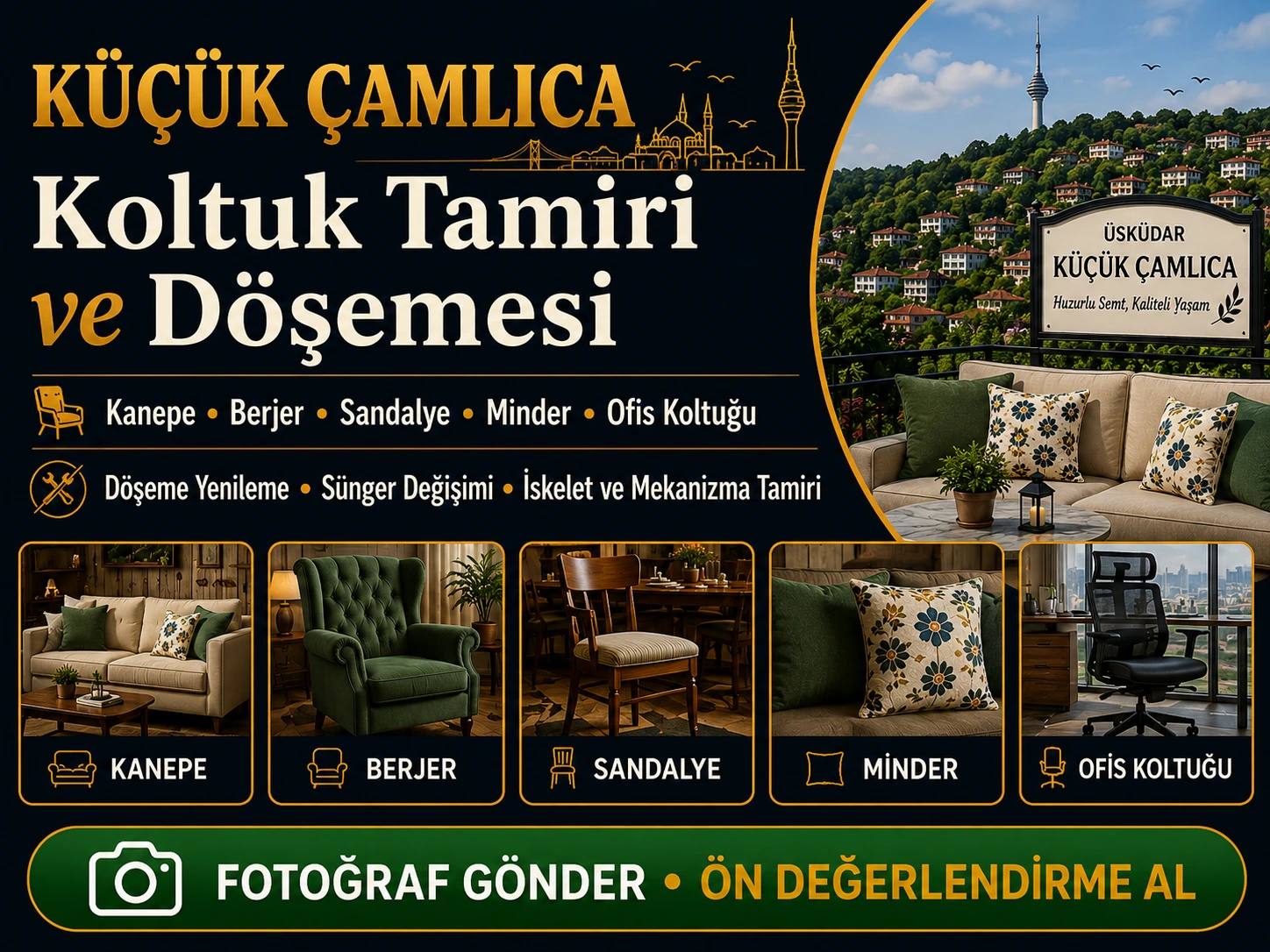 Küçük Çamlıca Koltuk Tamiri ve Döşemesi